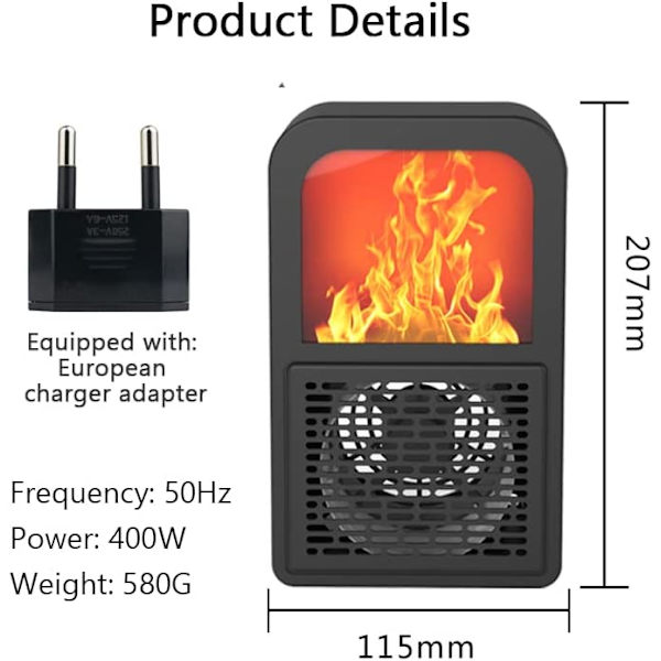 Liten skrivbordsvärmare, lågwatts minivärmare med överhettningsskydd,