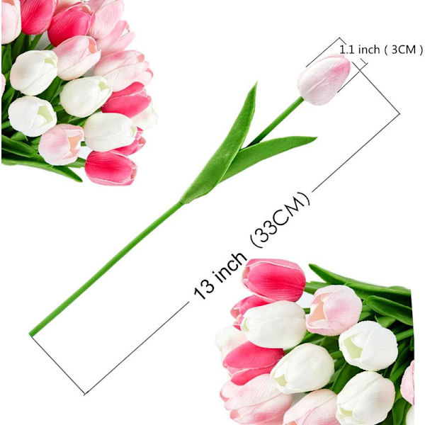 Flerfärgade konstgjorda tulpaner Blommor Real Touch 24st