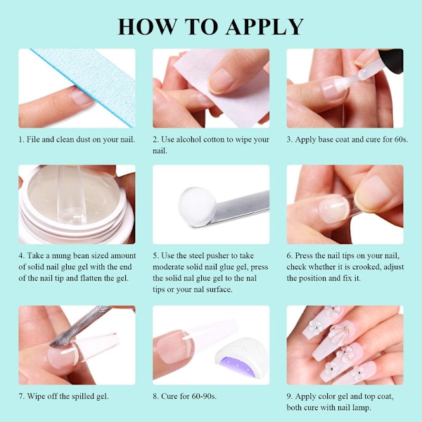 Solid Builder Gel and Glue Gel for Nails, Clear Nail Extension Gel UV LED Hard Gel for Nails,