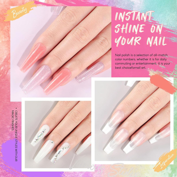 23-delars UV-nagellackset med lampa, 16 färger gelnagellackset & 4 färger polygelnagelset