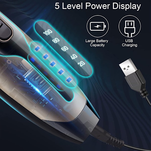 Hårklippare professionell, hårklippare män och skäggtrimmer, USB-laddningsbatteri hårklippare