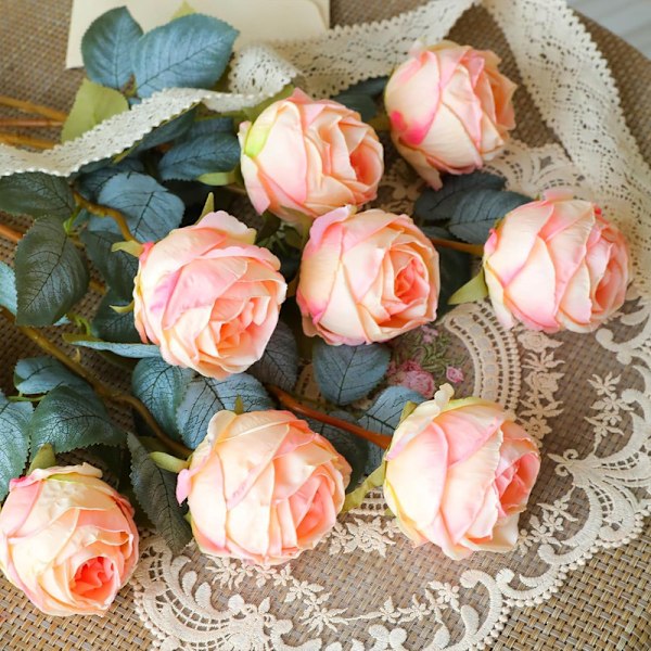 10Pcs Artificial Rose Red Flower, 50cm High Single Rose Long Stem Fake Flower, Silk Flower Rose Realistic