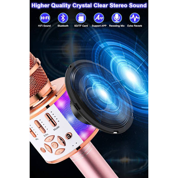 Trådlös karaokemikrofon magic ljud 4 i 1 Bluetooth karaokemaskin Vuxen bilmikrofon