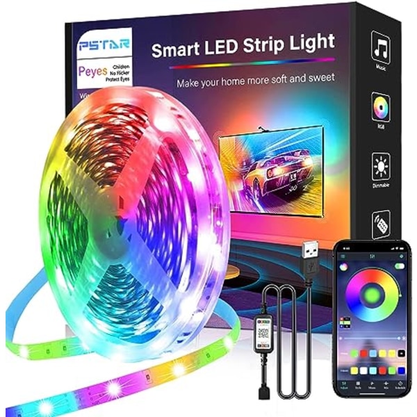 LED Strip 10M RGB LED Light String RGB 24 V med IR-fjärrkontroll app