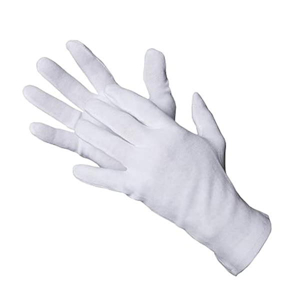 12 par vita handskar bomullshandskar mjuka