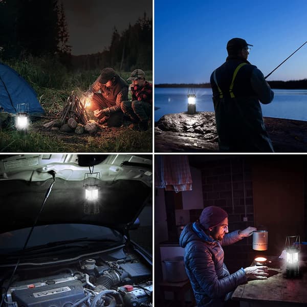 LE bärbar campinglykta, 30 lysdioder, batteridriven, paket med 4