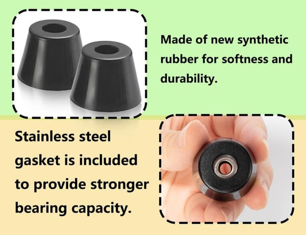 12 Pieces Black Rubber Feet for Cutting Boards with Stainless Screws, Rubber Buffer, Screw-proof Rubber
