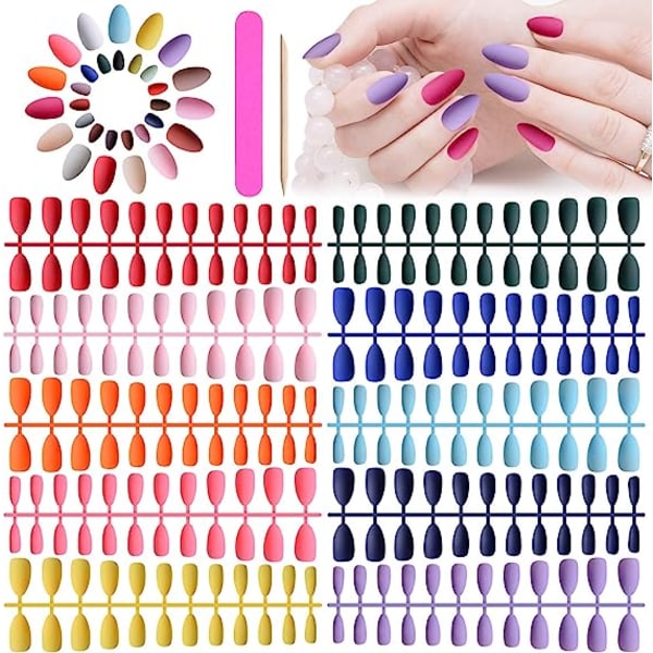 720  stycken medium fyrkantig press på naglar  30 färger naglar