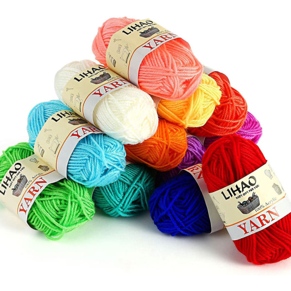 Acrylic Knitting & Crochet Yarn Spools(12-pack, 26 m/rulle)