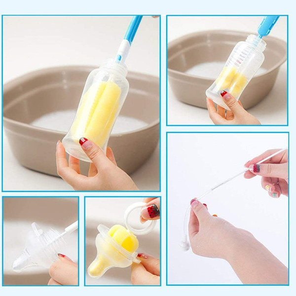 Bottle Brush, 7pcs Baby Bottle Brush, Bottle Cleaning Kit / Copper/Straw