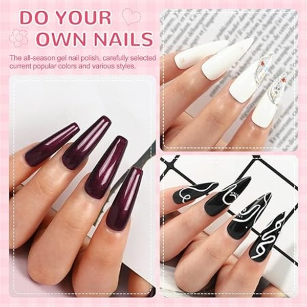 Gel Nagellack Kit med Lampa U V 36W Nageltork, Nagelkonst Verktyg Tillbehör
