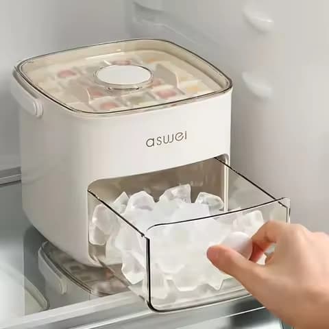 50-Cube Ice Maker with Easy Press Cap Double Layer Ice Cube Maker Refrigerator Household Ice Storage Ice Box