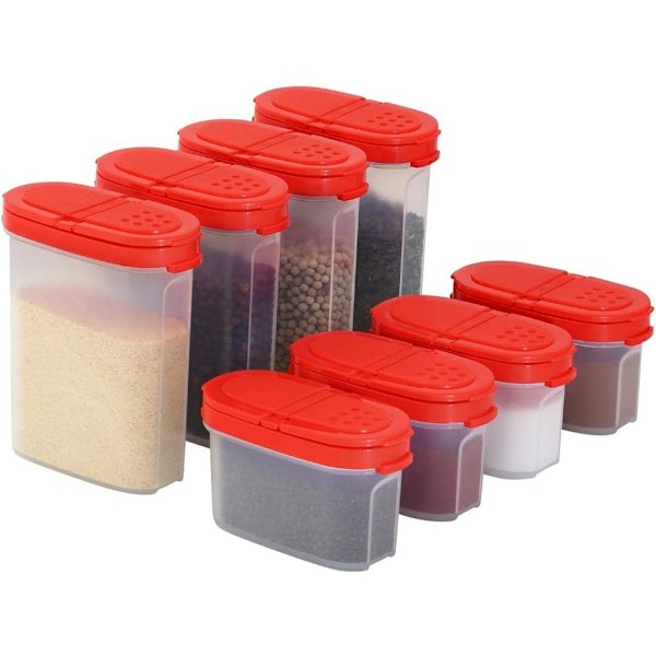 Kryddbehållare - Set 8-pack, 4 små, 4 stora - kryddburkar för att lagra kryddor,