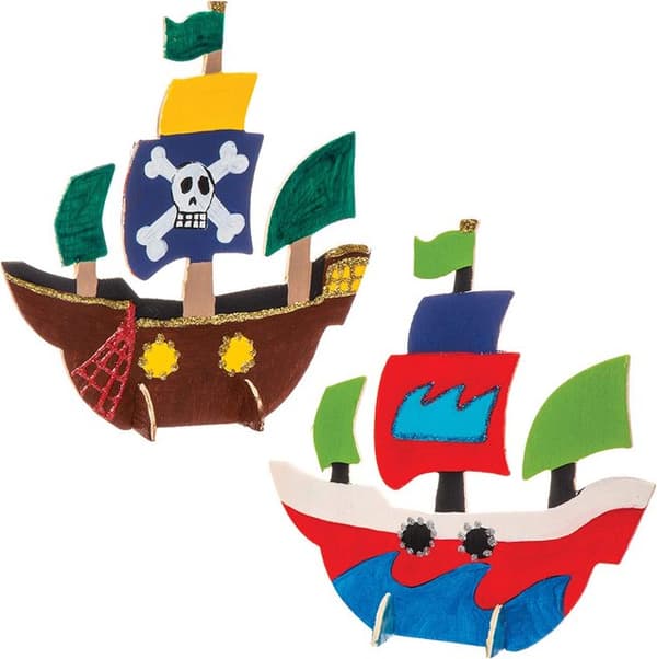 Piratskepp av trä Set in 6 delar 3D piratskepp