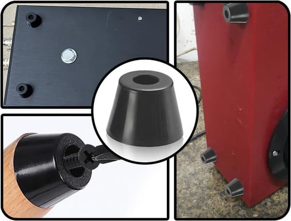 12 Pieces Black Rubber Feet for Cutting Boards with Stainless Screws, Rubber Buffer, Screw-proof Rubber