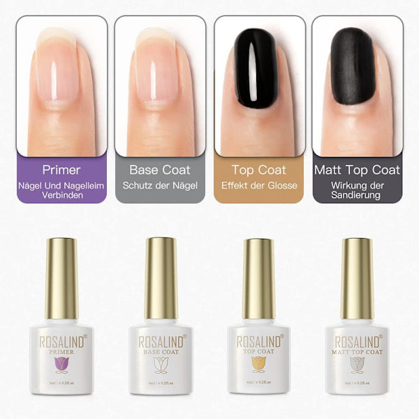 Gel Nagellack Base Top Coat 5ml Set Semi-permanent Nagellack För