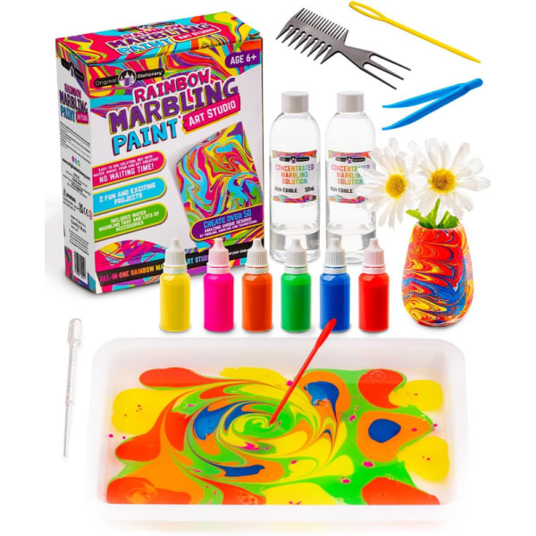Rainbow Marble Kit, för att göra marmorkonst och hantverk som barn kommer att älska,