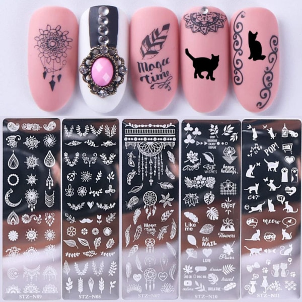 Nagelkonstplattor 6 stämplar för nagelstämpling