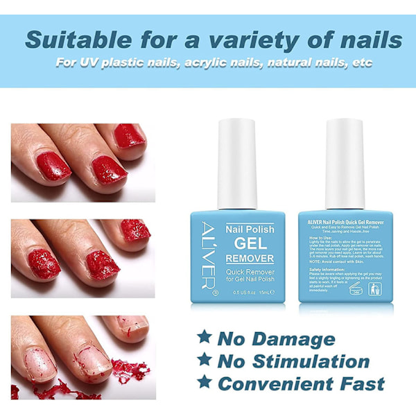 Magisk borttagning 2st 15ml UV Gel Nagellack Remover Soak
