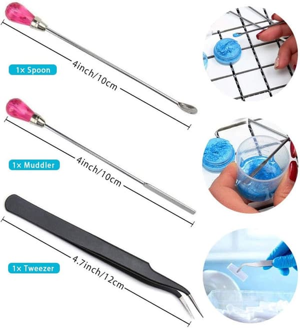 Silicone Epoxy Brush Stirring Stick Set Stirring Tool Mixing Spoon and Scraper DIY Tool for Epoxy Resin Liquid