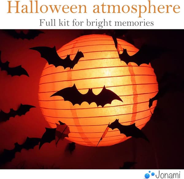 Halloween 3D Bats Wall Decals, 60pcs Scary Bat Decorations for Window Wall Home Door