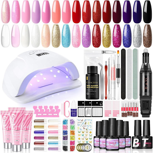 Gel Nose Selber Set, 80W UV/LED Nagellampa Gel Nagel Set Komplett med 3pc Poly Nagel Gel
