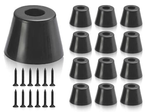 12 Pieces Black Rubber Feet for Cutting Boards with Stainless Screws, Rubber Buffer, Screw-proof Rubber