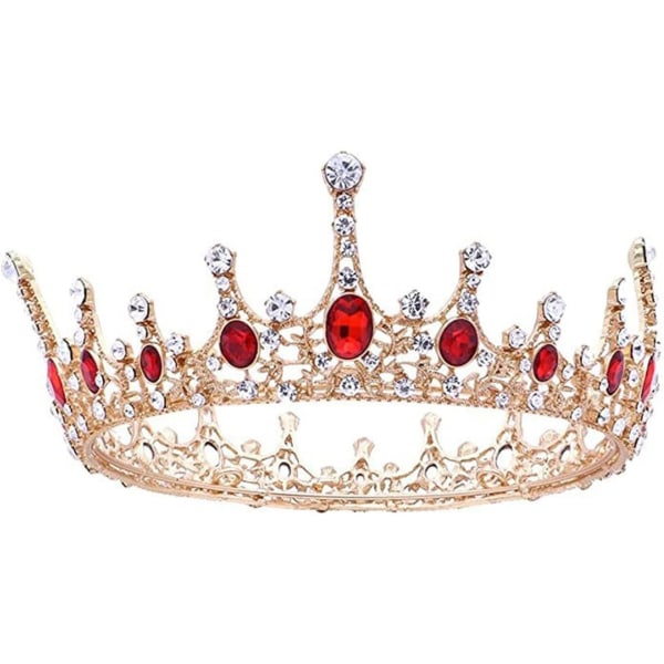 Röd strass krona, krona bröllop tiara, krona tiara brud,