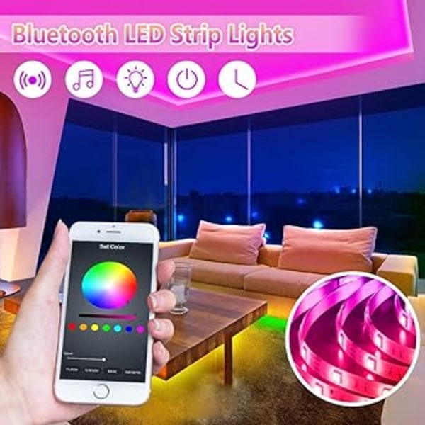 LED-list / Ljusslinga / LED-Strip - 10M SMD 5050 RGB ljusstrips med Controller Sync