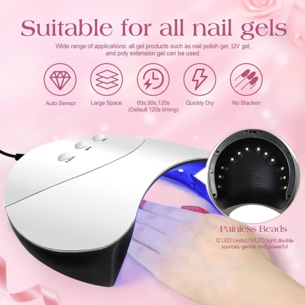 Gel nagellack set med 36 W UV + LED nagellampa 20 st UV-nagellack nagelstudio set nagelset