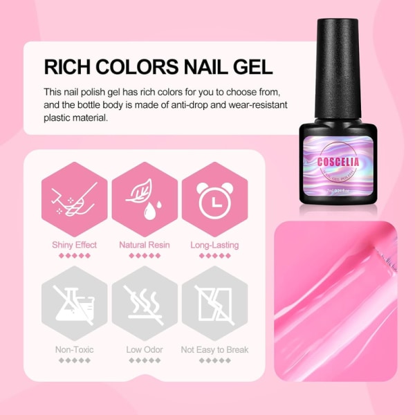 Semi-permanent gel nagellack UV LED Semi-permanent nagellack 7ML, 10st