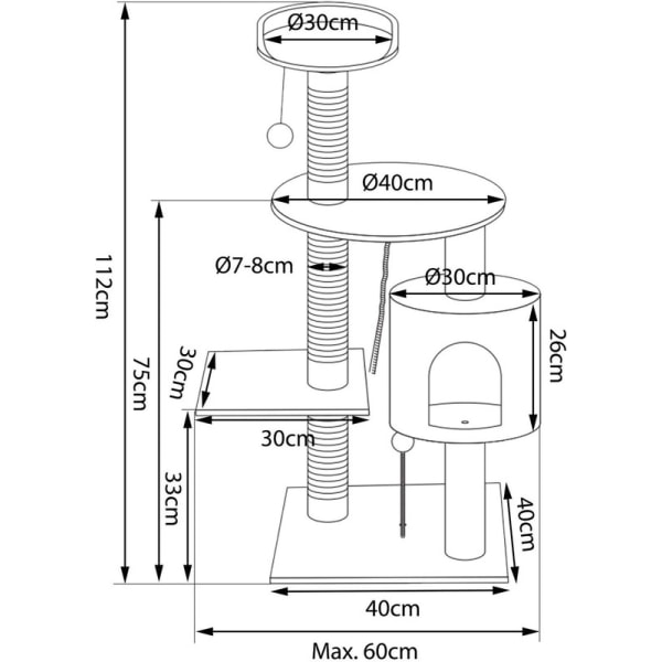 Cat Tree Activity Center Skrapstolpe, 112 cm, Beige