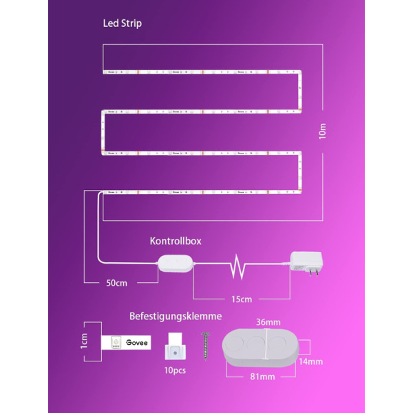 LED-Strip Lights med RGB/Ljusslinga/LED-list 10kontrollerbar app