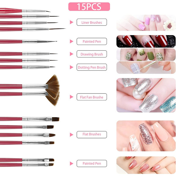 Nagelkonst penselset, GuKKK 61 stycken nageldesigntillbehör