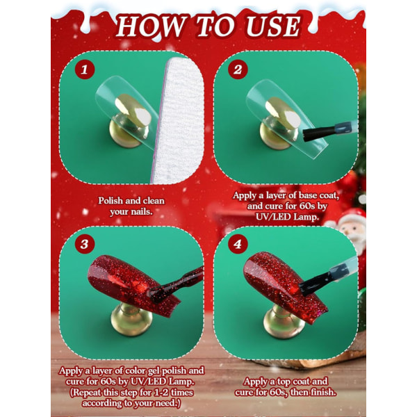 12 färger jul gel nagellack set, nagellack kit för kvinnor flickor DIY nagelkonst