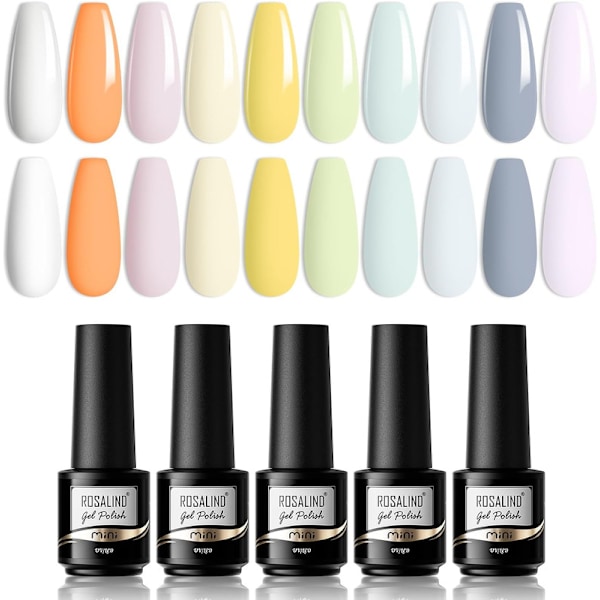 10 Färger Gellack Set, Macaron Färger Lila Vit Rosa Orange Blå Grön Gul Färg Shellac Gel 5ml