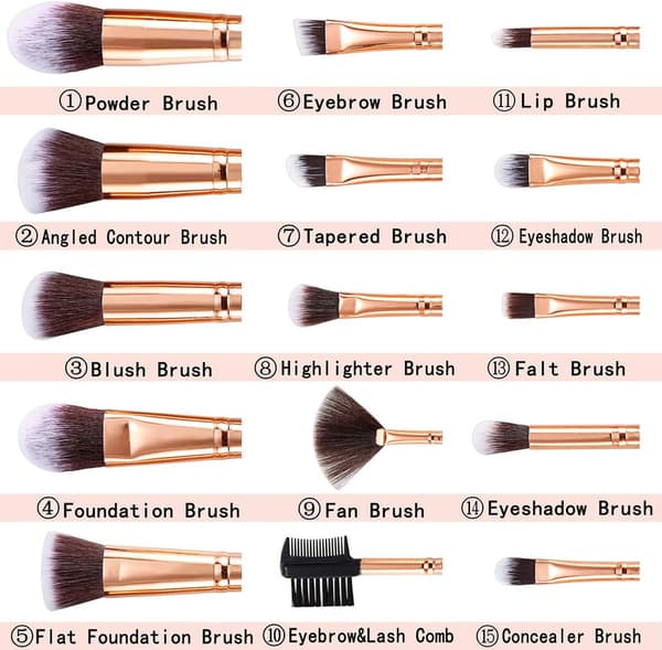 Sminkborstar DUAIU 15st Marmor Makeup Brush Set