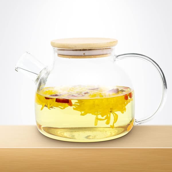 Glass Teapot with Built-in Tea Strainer (1L + 4 (125ml))