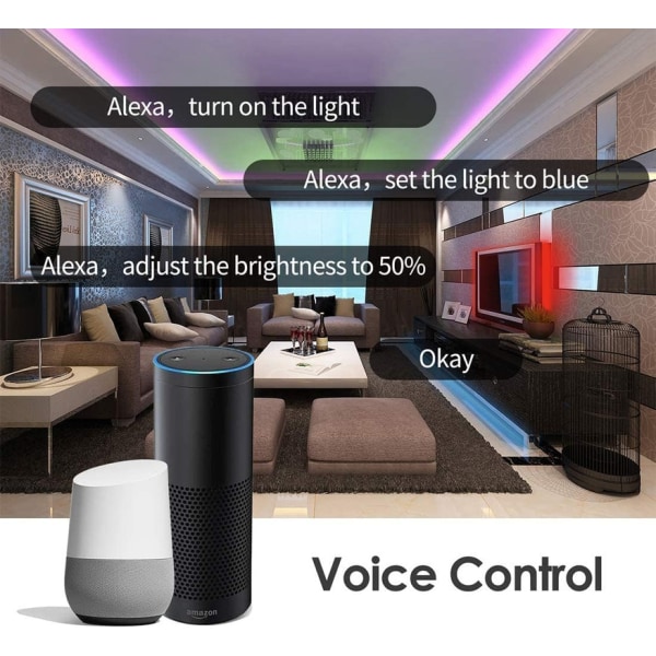LED Strip, Smart RGB LED Strip Alexa, LED Strips självhäftande med fjärrkontroll (2 * 7,5 m wifi)