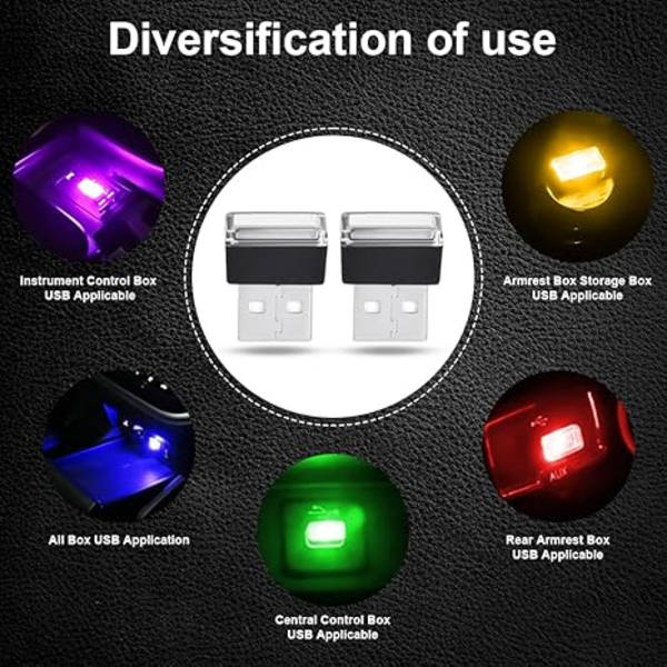 USB Car Ambient Lighting - 6pcs Monochrome LED Interior Atmospher