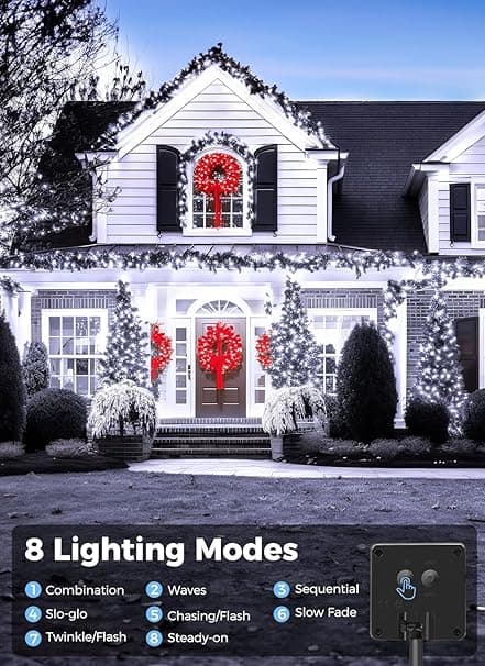 Solar Light String - 20 m 200 LED String, drivs av solenergi, 8 belysningslägen