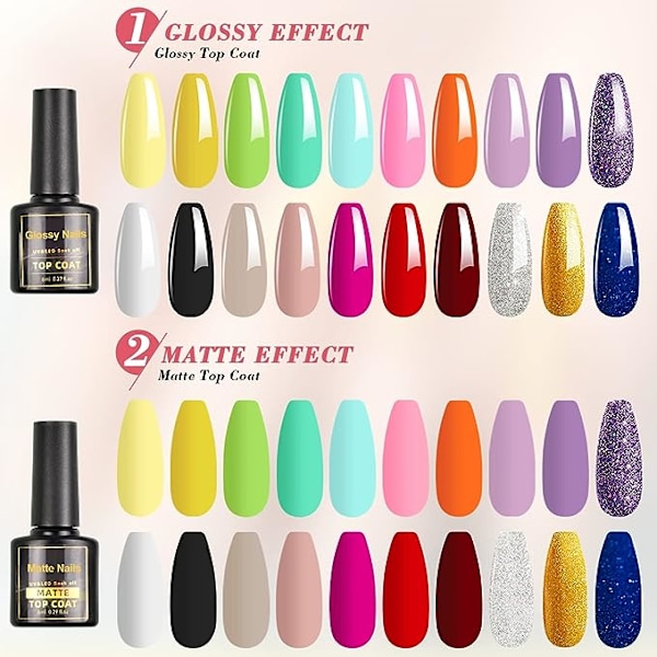 UV-nagellack, 23-delars UV-gelnagellack Shellac-set med baslack   10 ml