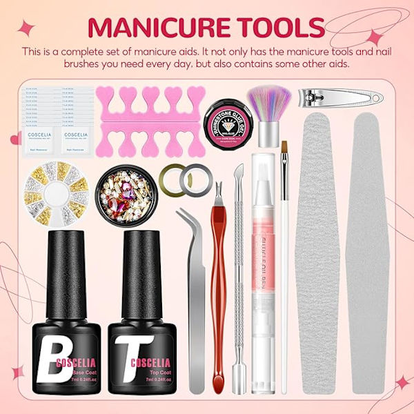 Gel nagellack set med 36 W UV + LED nagellampa 20 st UV-nagellack nagelstudio set nagelset