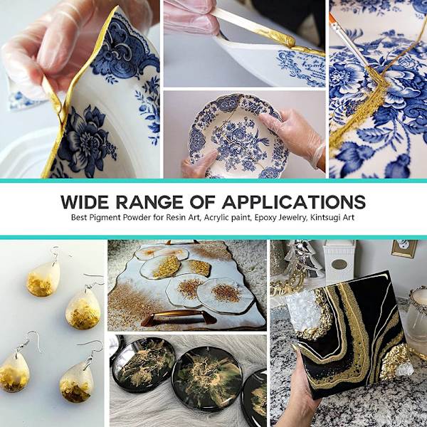 Epoxy Resin Mica Powder, 8 Flies Shimmering Metal Pigments, 3 Flies Gold Foil Flakes For Resin,