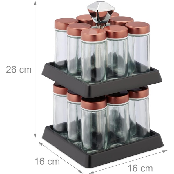 Kryddhylla inkl. 16 kryddburkar à 100 ml, roterande karus