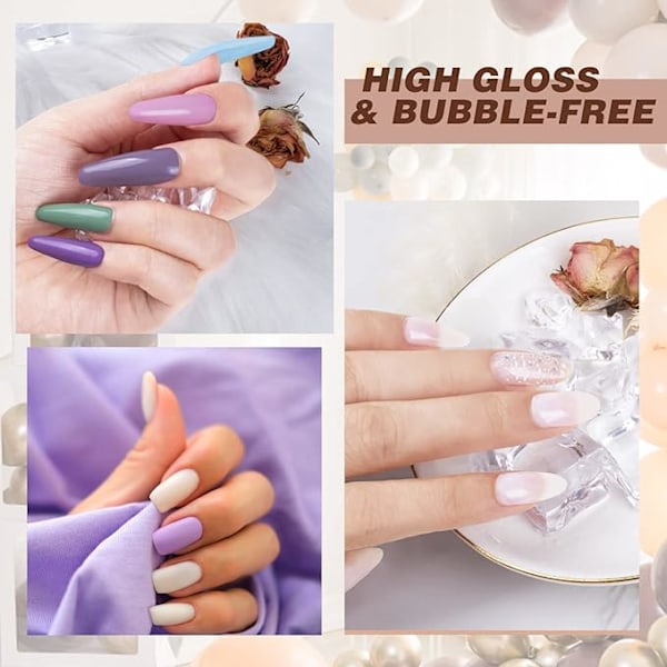 UV-nagellackset, 45 st gelnagellack med baslack, glänsande och matt topplack, diamant och fluorescerande topplack