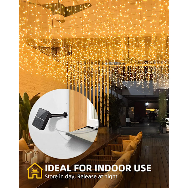 Solcellslampor för utomhusbruk, [2 pack] 12 m/40 fot 100 LED solcellsled-remsor utomhus