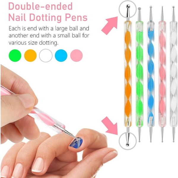 Verktygsset för nail art , nageldesignerstämpel med 15 st nagelpenslar, nagelpennor