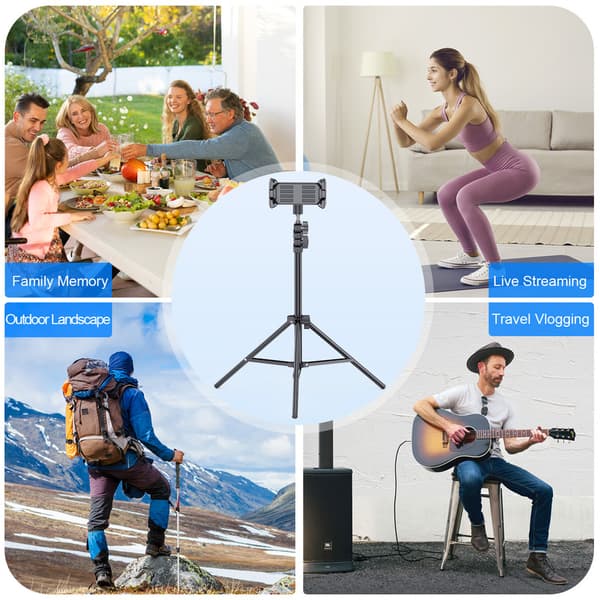 Floor Tripod Tablet Stand Height Adjustable Holder Mount Lazy Bracket for IPad Pro Air 12.9 Iphone 16 15 Max Samsung Cell Phone