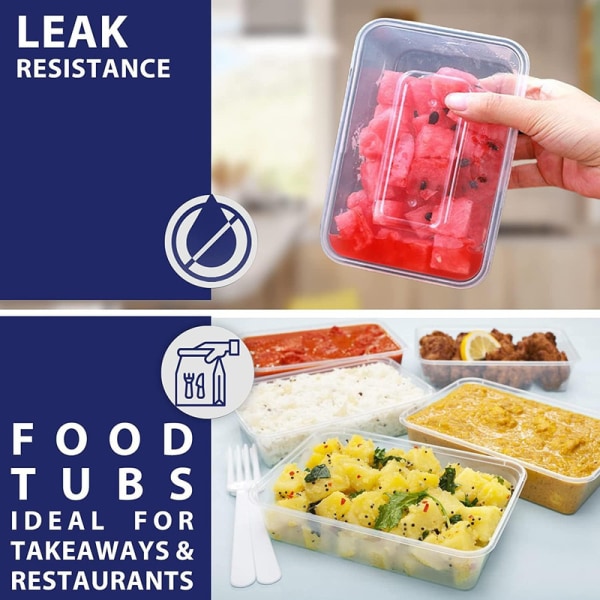 25 st Matförvaringsburkar Förvaringsburkar med lock, 1000ml, återanvändbar lufttät BPA-fri förvaring